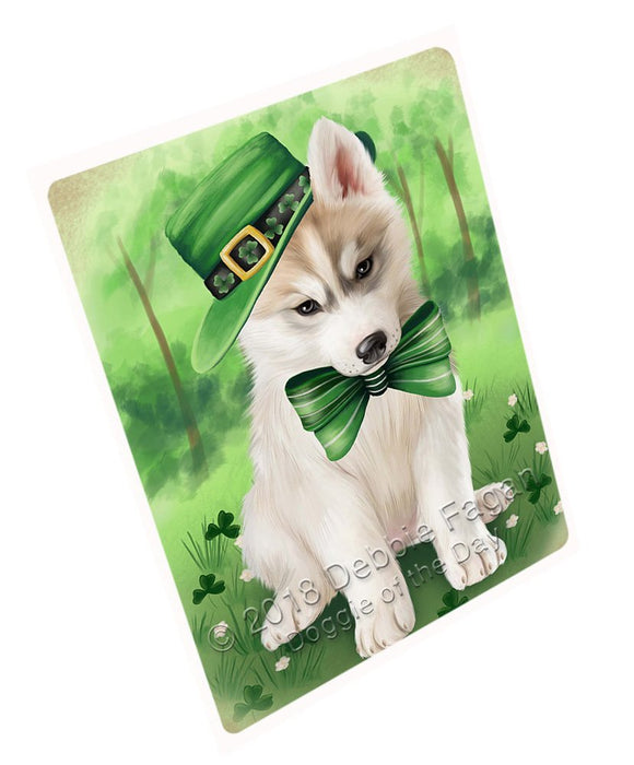 St. Patricks Day Irish Portrait Siberian Husky Dog Tempered Cutting Board C51723