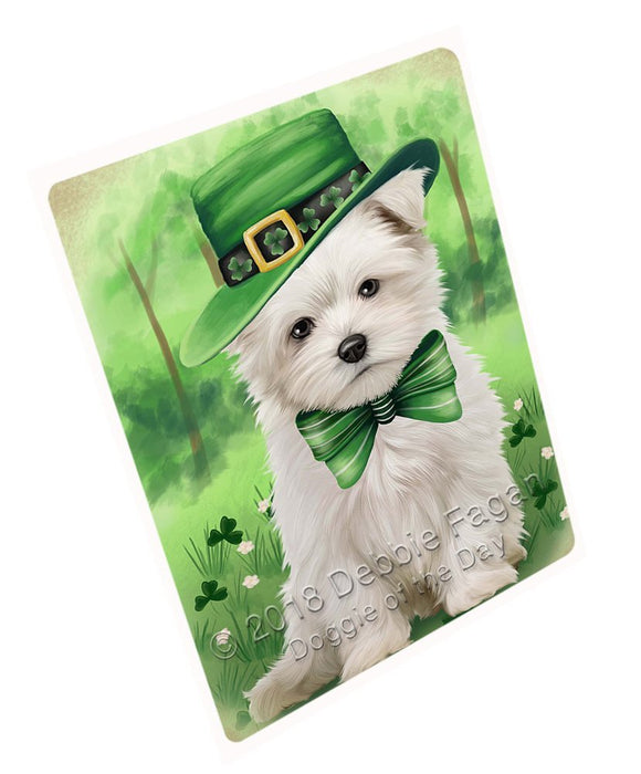 St. Patricks Day Irish Portrait Maltese Dog Tempered Cutting Board C50370