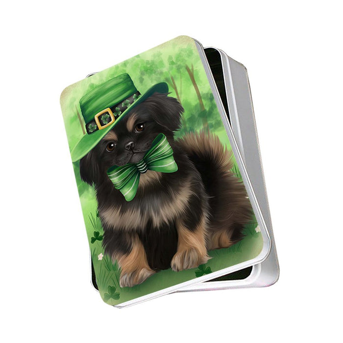 St. Patricks Day Irish Portrait Pekingese Dog Photo Storage Tin PITN48843