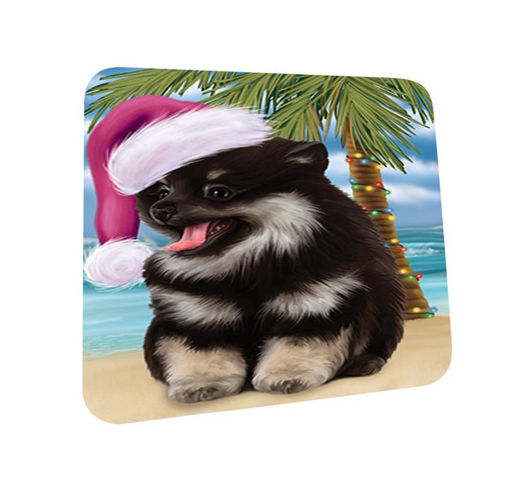 Summertime Pomeranian Spitz Dog on Beach Christmas Coasters CST568 (Set of 4)