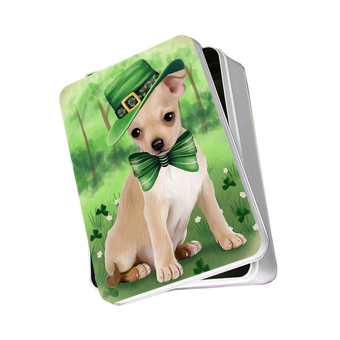 St. Patricks Day Irish Portrait Chihuahua Dog Photo Storage Tin PITN48775