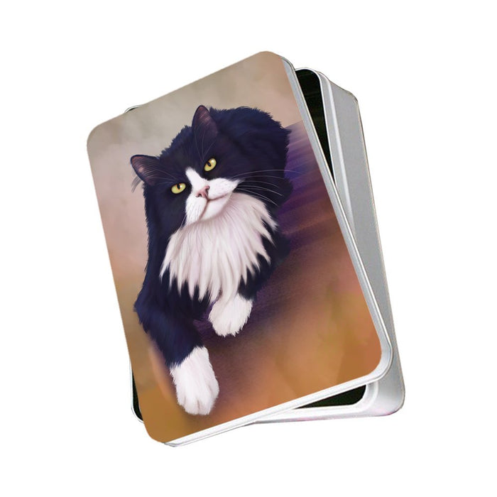 Tuxedo Black And White Cat Photo Tin