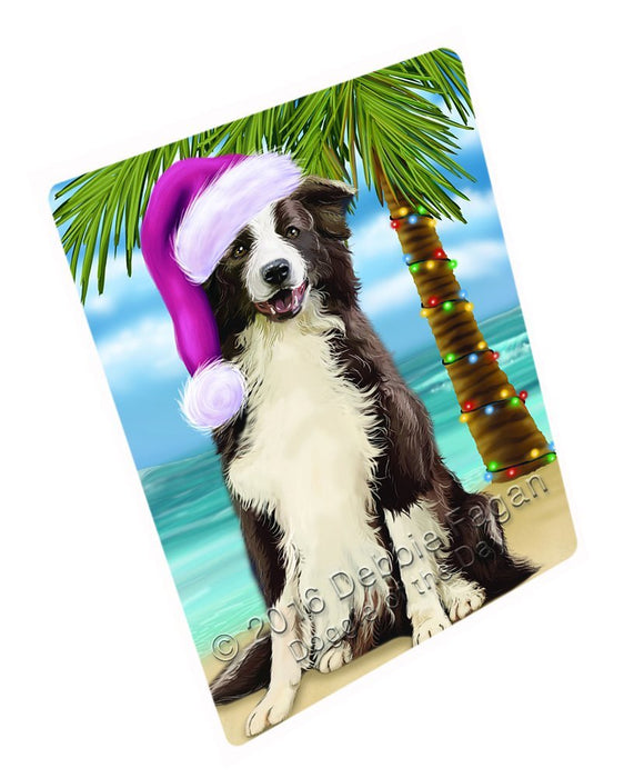 Summertime Happy Holidays Christmas Border Collie Dog on Tropical Island Beach Large Refrigerator / Dishwasher Magnet D332