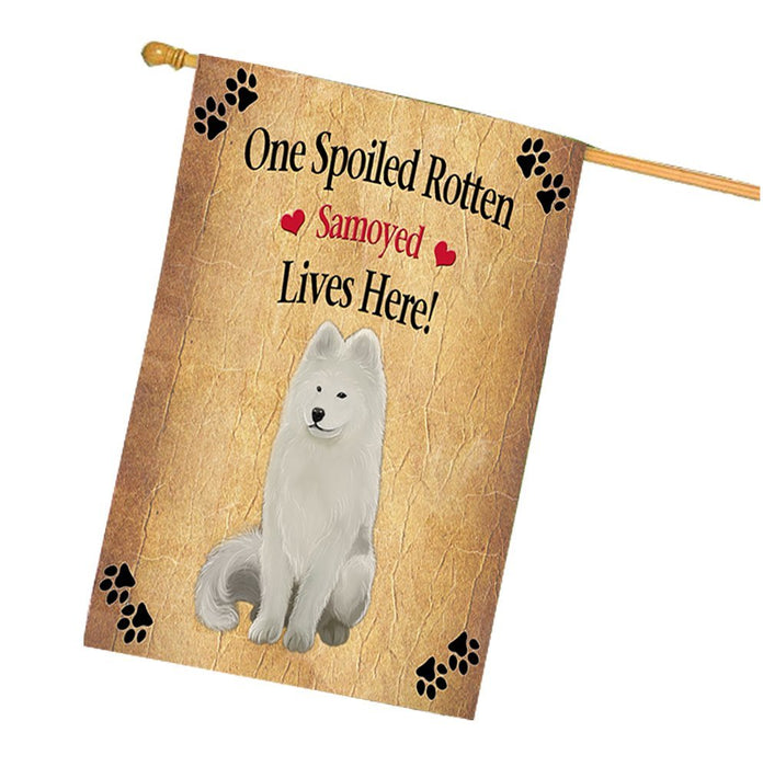 Samoyed Spoiled Rotten Dog House Flag