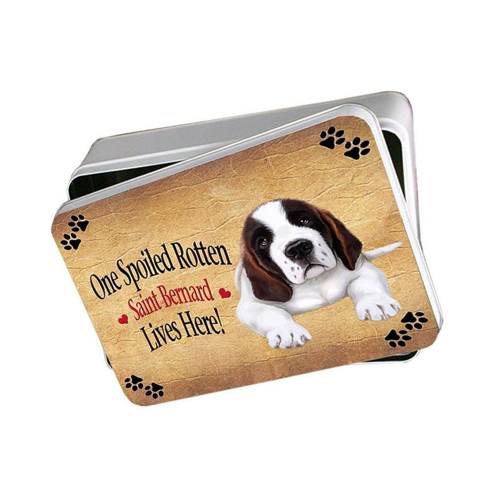 Saint Bernard Spoiled Rotten Dog Photo Storage Tin