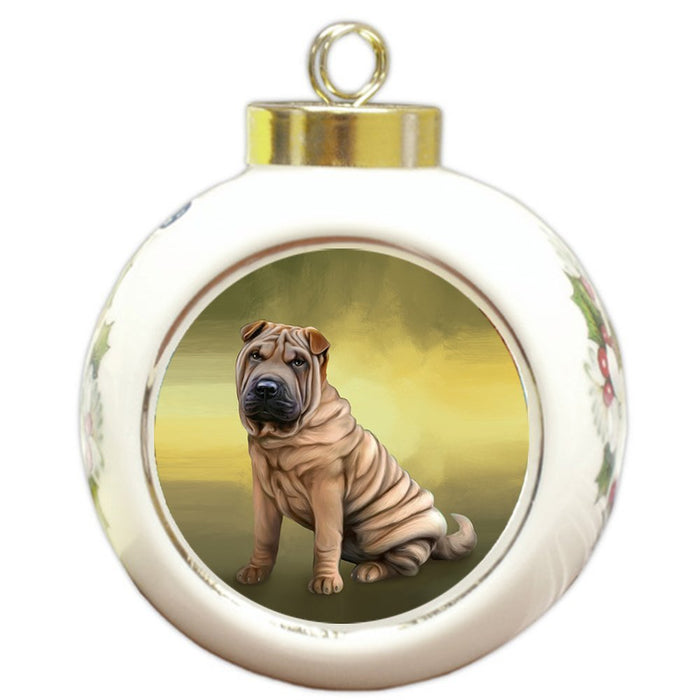 Shar Pei Dog Round Ball Christmas Ornament RBPOR48106