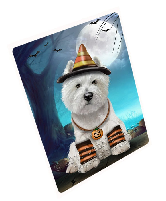Happy Halloween Trick Or Treat West Highland White Terrier Dog Candy Corn Magnet Mini (3.5" x 2")