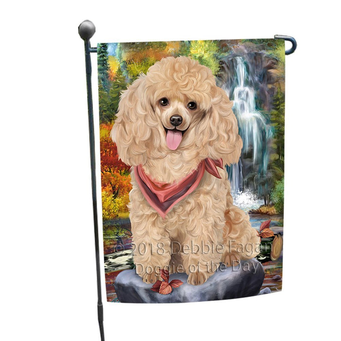 Scenic Waterfall Poodle Dog Garden Flag GFLG49307
