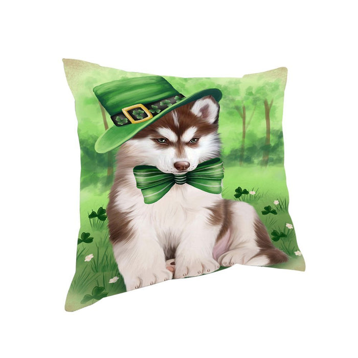 St. Patricks Day Irish Portrait Siberian Husky Dog Pillow PIL53004