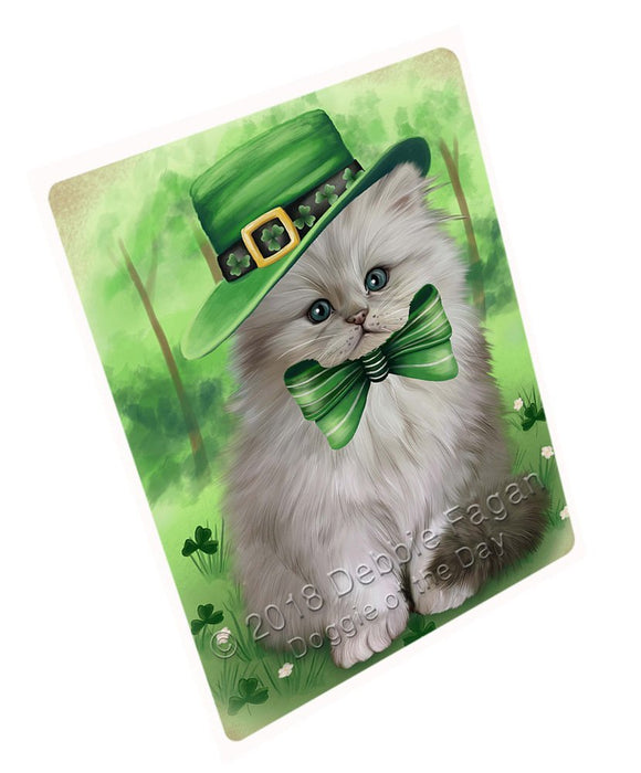 St. Patricks Day Irish Portrait Persian Cat Tempered Cutting Board C51513