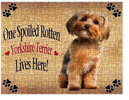 Spoiled Rotten Yorkshire Terrier Dog Puzzle with Photo Tin