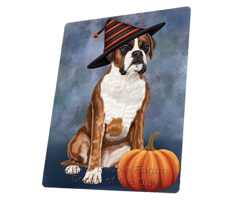 Happy Halloween Boxers Dog Wearing Witch Hat With Pumpkin Magnet Mini (3.5" x 2")