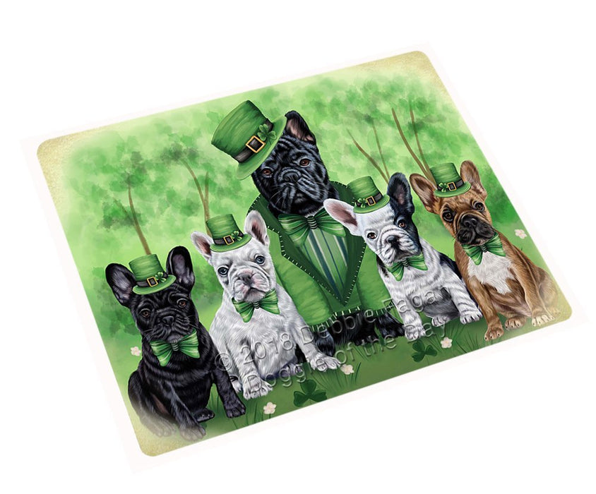 St. Patricks Day Irish Family Portrait French Bulldogs Tempered Cutting Board C50265