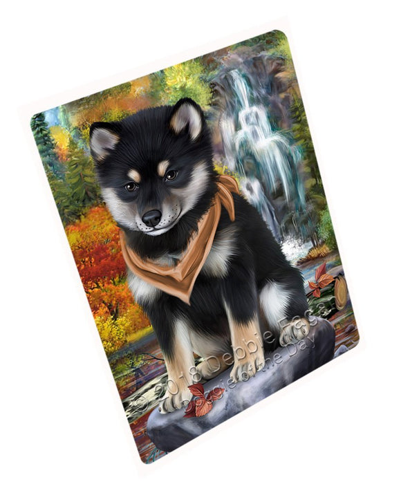 Scenic Waterfall Shiba Inu Dog Tempered Cutting Board C52389