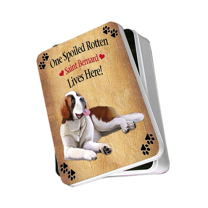 Saint Bernard Spoiled Rotten Dog Photo Storage Tin