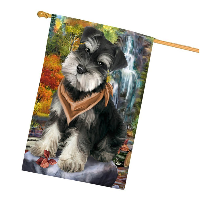 Scenic Waterfall Schnauzer Dog House Flag FLGA49460