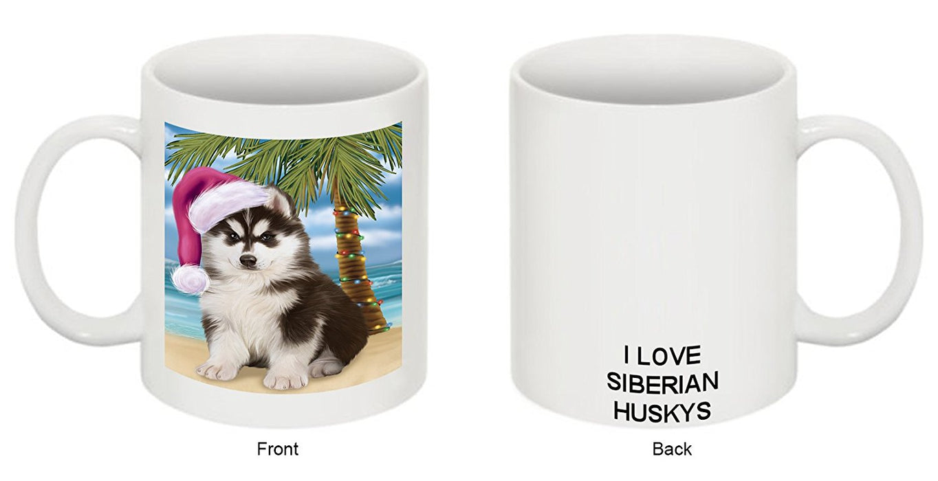 Summertime Siberian Husky Puppy on Beach Christmas Mug CMG0836