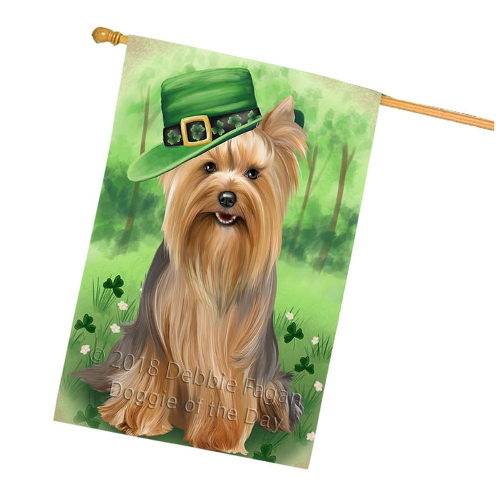 St. Patricks Day Irish Portrait Yorkshire Terrier Dog House Flag FLG49278