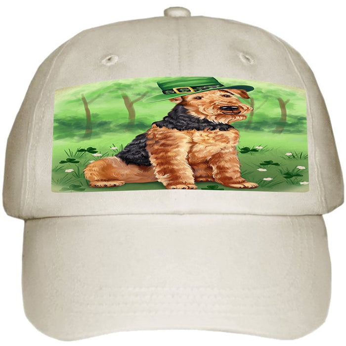 St. Patricks Day Irish Portrait Airedale Terrier Dog Ball Hat Cap HAT49071