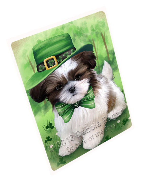 St. Patricks Day Irish Portrait Shih Tzu Dog Tempered Cutting Board C51711