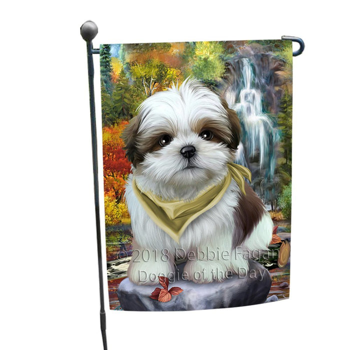 Scenic Waterfall Shih Tzu Dog Garden Flag GFLG49344