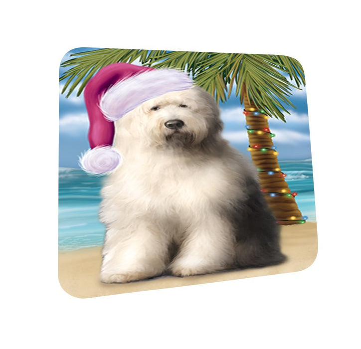 Summertime Old English Sheepdog on Beach Christmas Coasters CST535 (Set of 4)