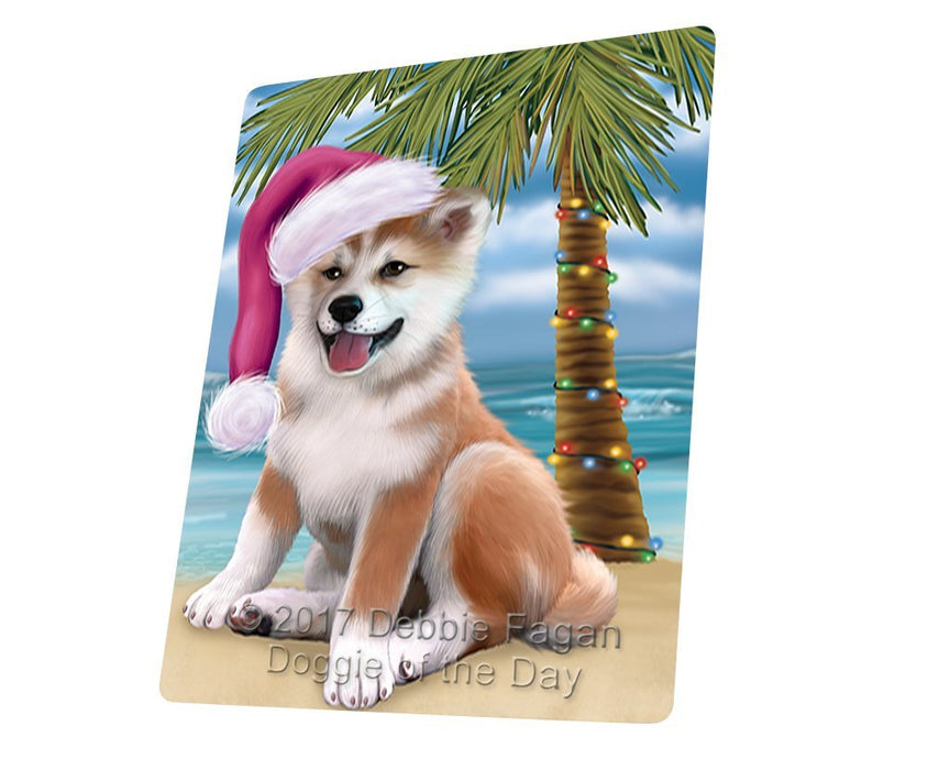 Summertime Happy Holidays Christmas Shiba Inu Dog on Tropical Island Beach Large Refrigerator / Dishwasher Magnet D208