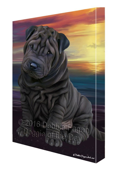 Shar-Pei Dog Painting Printed on Canvas Wall Art