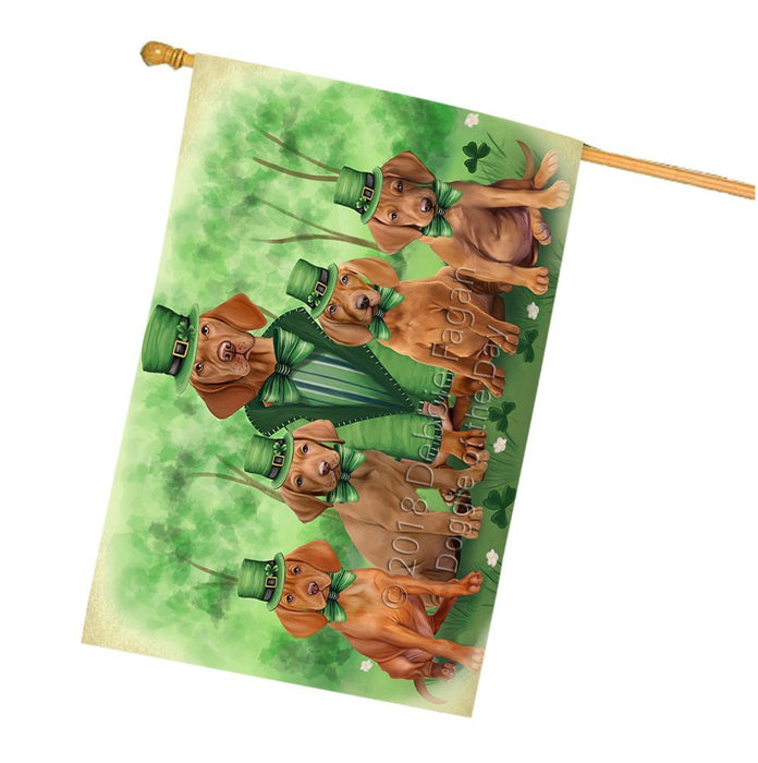 St. Patricks Day Irish Family Portrait Vizslas Dog House Flag FLG49264