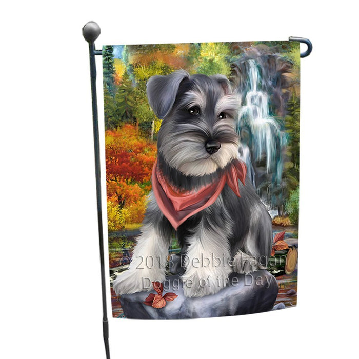 Scenic Waterfall Schnauzer Dog Garden Flag GFLG49325