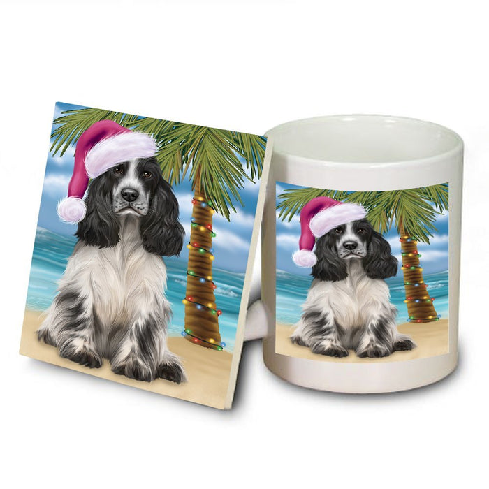 Summertime Cocker Spaniel Dog on Beach Christmas Mug and Coaster Set MUC0595