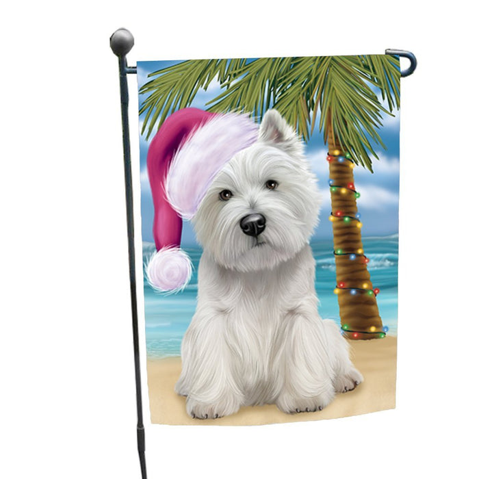 Summertime Christmas Happy Holidays West Highland White Terrier Dog on Beach Garden Flag FLG341