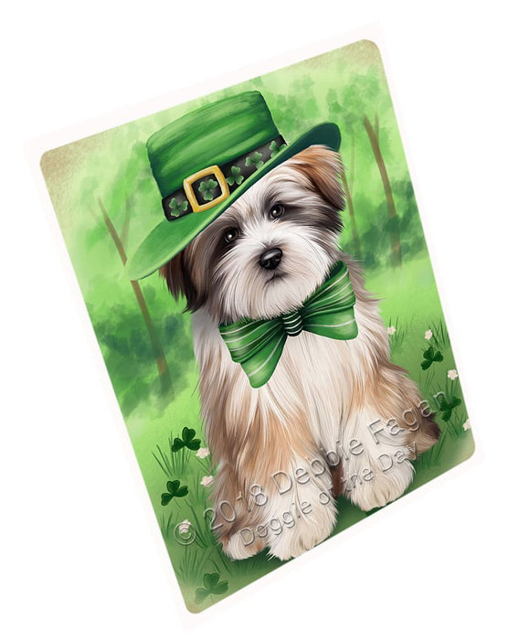 St. Patricks Day Irish Portrait Tibetan Terrier Dog Tempered Cutting Board C51741