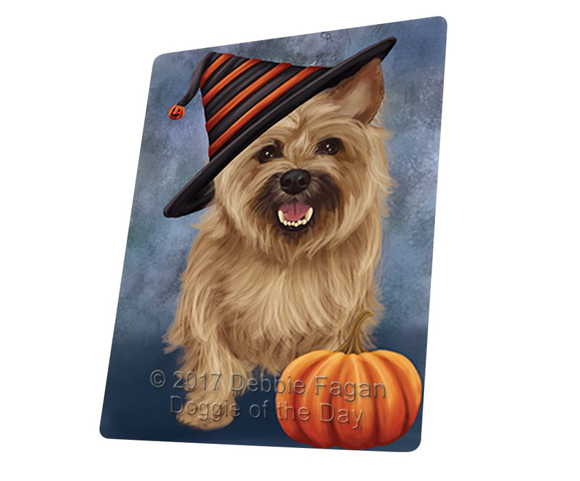 Happy Halloween Cairn Terrier Dog Wearing Witch Hat With Pumpkin Magnet Mini (3.5" x 2")