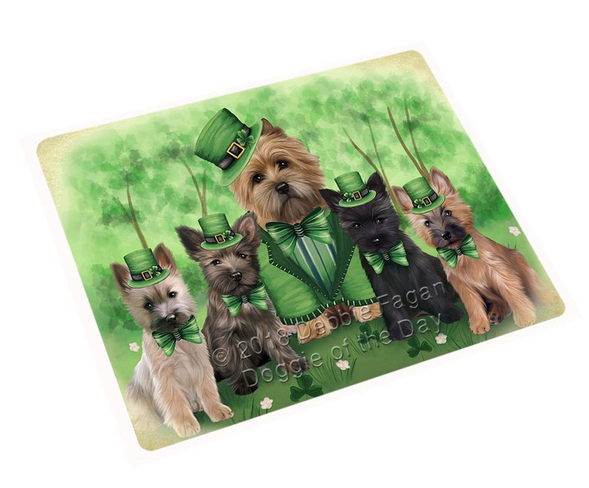 St. Patricks Day Irish Family Portrait Cairn Terriers Dog Tempered Cutting Board C50145 (Small)
