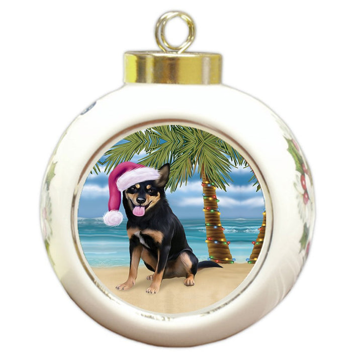 Summertime Australian Kelpie Adult Dog on Beach Christmas Round Ball Ornament POR1024