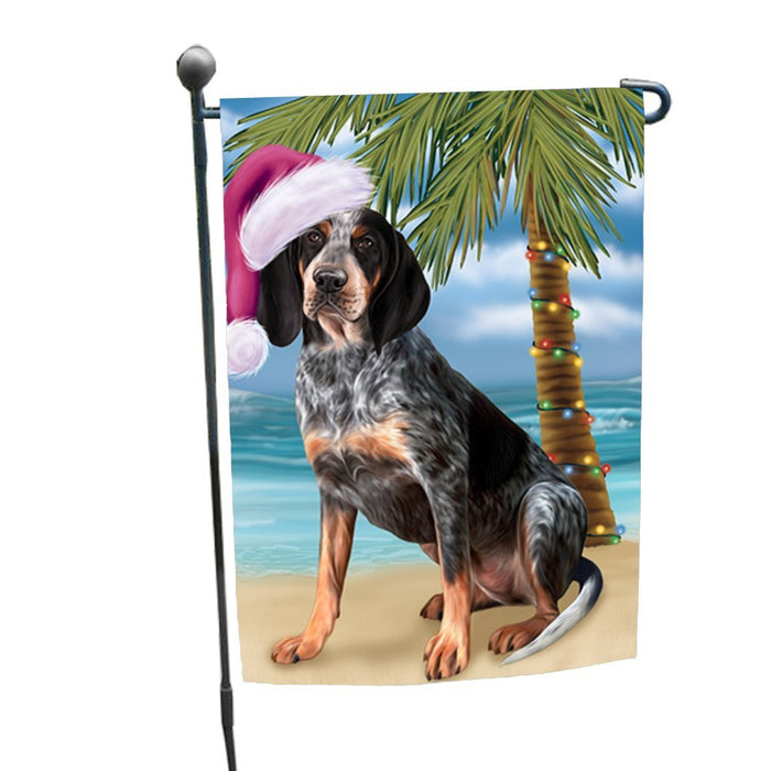 Summertime Christmas Happy Holidays Bluetick Coonhound Dog on Beach Garden Flag FLG317