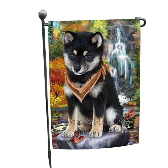 Scenic Waterfall Shiba Inu Dog Garden Flag GFLG49336