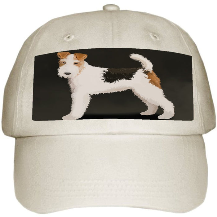 Wire Fox Terrier Dog Ball Hat Cap Off White
