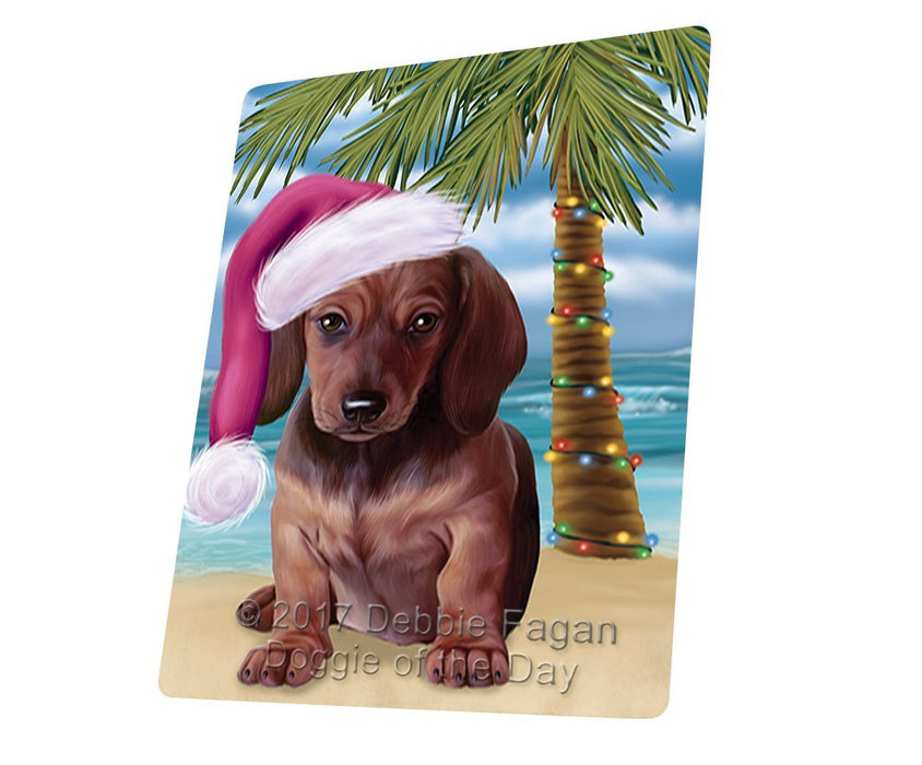 Summertime Happy Holidays Christmas Dachshunds Dog on Tropical Island Beach Large Refrigerator / Dishwasher Magnet D172