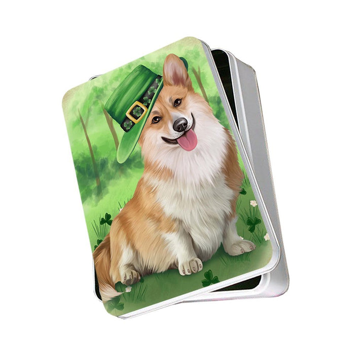 St. Patricks Day Irish Portrait Corgie Dog Photo Storage Tin PITN48786