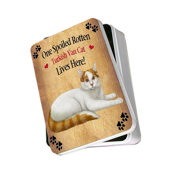 Turkish Van Spoiled Rotten Cat Photo Storage Tin