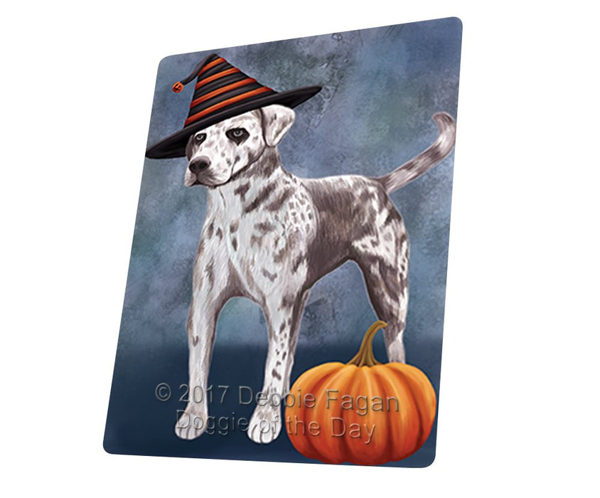 Happy Halloween Catahoula Leopard Dog Wearing Witch Hat With Pumpkin Magnet Mini (3.5" x 2")