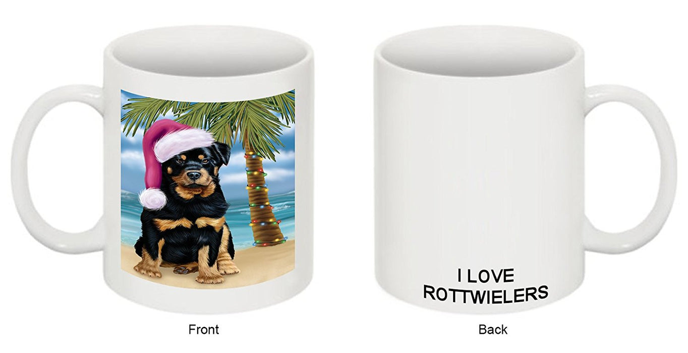 Summertime Rottweiler Puppy on Beach Christmas Mug CMG0826