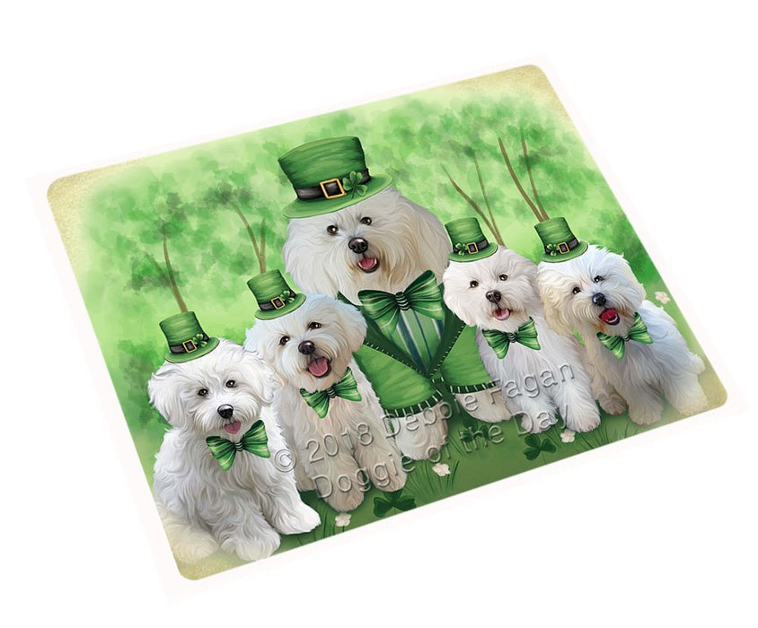 St. Patricks Day Irish Family Portrait Bichon Frises Dog Tempered Cutting Board C51471