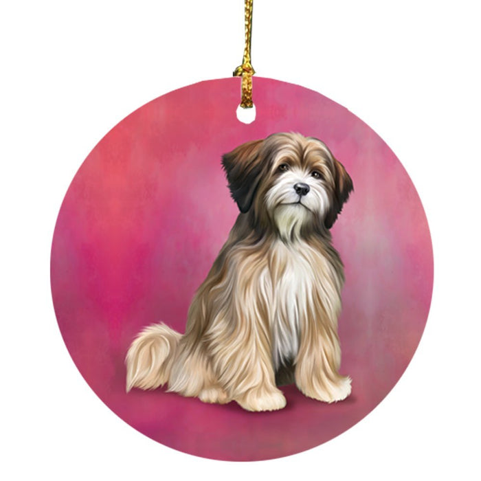 Tibetan Terrier Dog Round Christmas Ornament