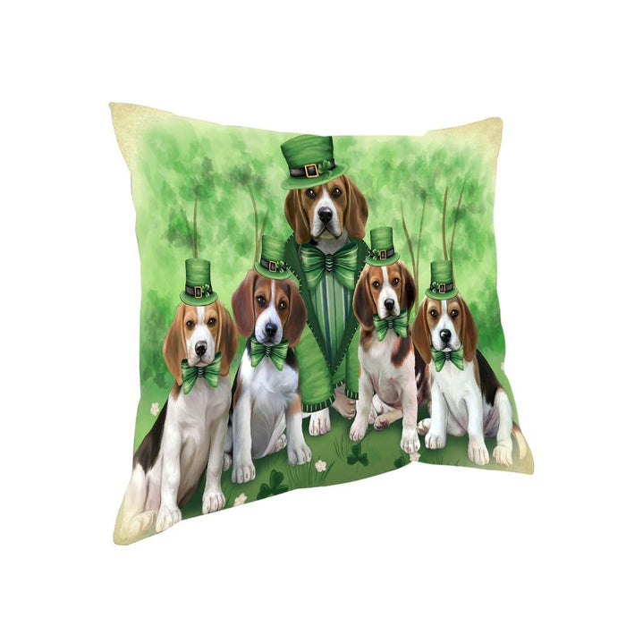 St. Patricks Day Irish Family Portrait Beagles Dog Pillow PIL52612