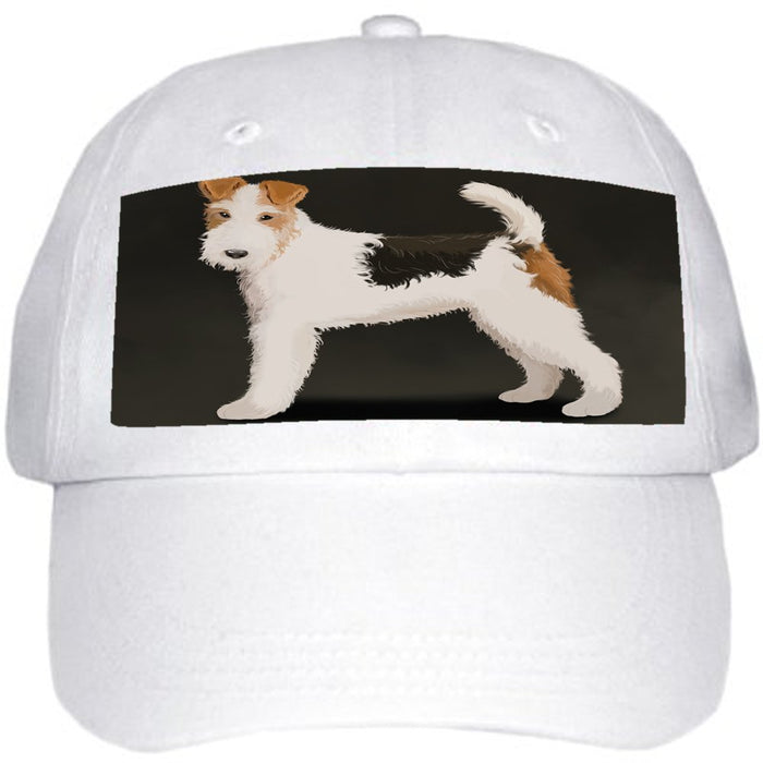 Wire Fox Terrier Dog Ball Hat Cap Off White