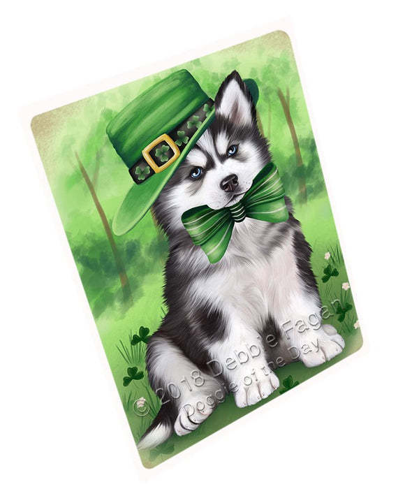 St. Patricks Day Irish Portrait Siberian Husky Dog Tempered Cutting Board C51726