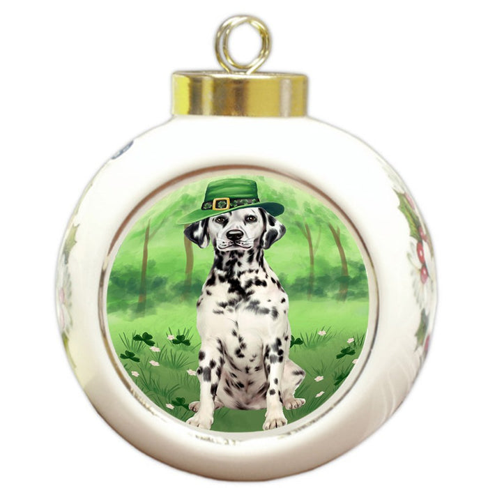St. Patricks Day Irish Portrait Dalmatian Dog Round Ball Christmas Ornament RBPOR48792